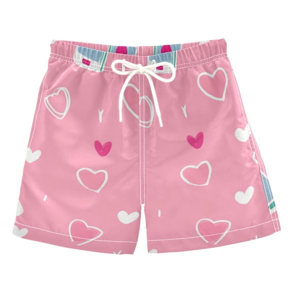 FORMRS Boys Swim Trunks Quick Dry Mesh Liner Boardshorts Sizes XS-XL, Love Connection