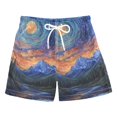 thumbnail image 1 of FORMRS Boys Swim Trunks Quick Dry Mesh Liner Boardshorts Sizes XS-XL, Mountains and Forests, 1 of 7
