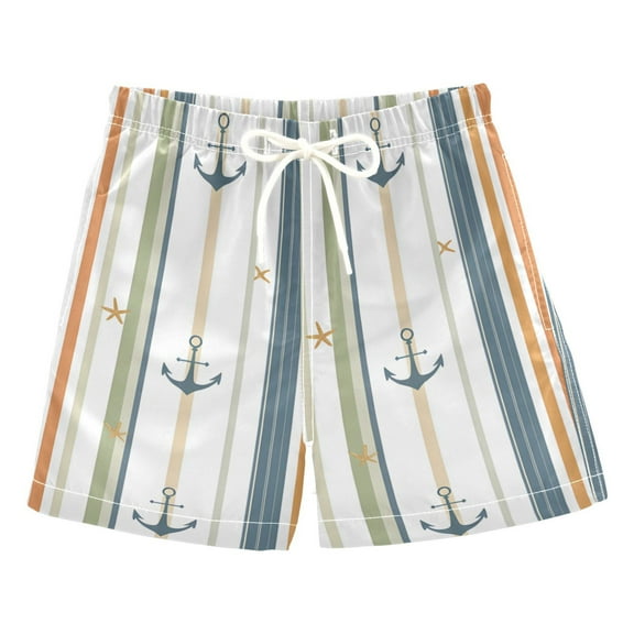 FORMRS Boys Swim Trunks Quick Dry Mesh Liner Boardshorts Sizes XS-XL, Nautical Pattern