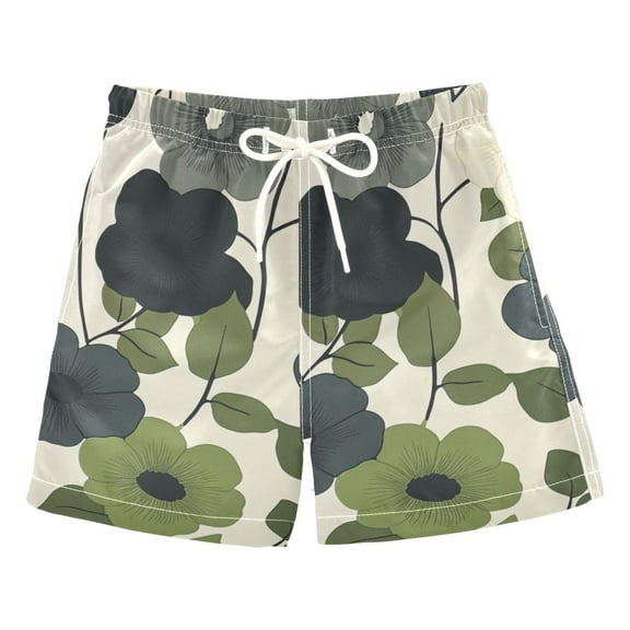 FORMRS Boys Swim Trunks Quick Dry Mesh Liner Boardshorts Sizes XS-XL, Navy Flower