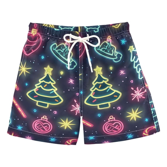 FORMRS Boys Swim Trunks Quick Dry Mesh Liner Boardshorts Sizes XS-XL, Neon Christmas