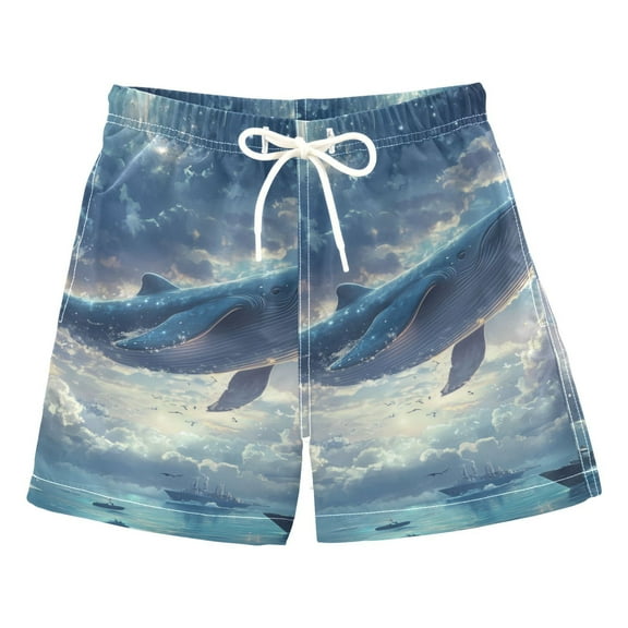 FORMRS Boys Swim Trunks Quick Dry Mesh Liner Boardshorts Sizes XS-XL, Night Floating Whale