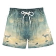 thumbnail image 1 of FORMRS Boys Swim Trunks Quick Dry Mesh Liner Boardshorts Sizes XS-XL, Night Forest Scene, 1 of 7