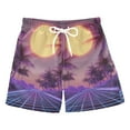 thumbnail image 1 of FORMRS Boys Swim Trunks Quick Dry Mesh Liner Boardshorts Sizes XS-XL, Night Purple Road, 1 of 7