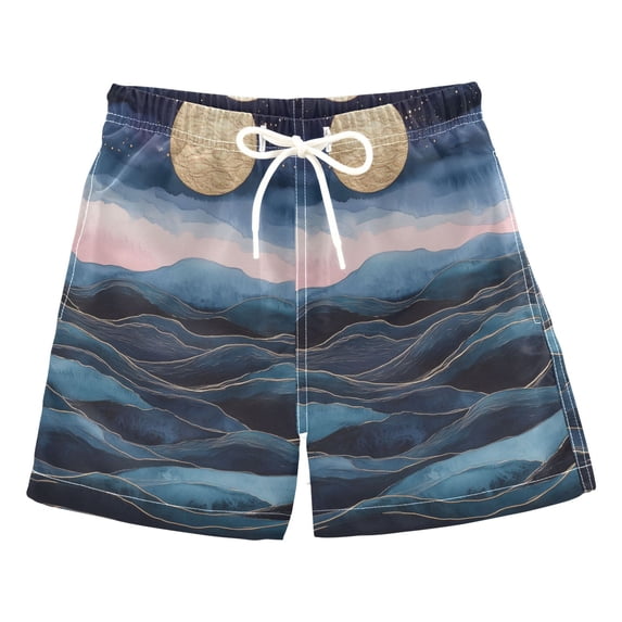 FORMRS Boys Swim Trunks Quick Dry Mesh Liner Boardshorts Sizes XS-XL, Ocean Waves