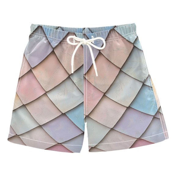 FORMRS Boys Swim Trunks Quick Dry Mesh Liner Boardshorts Sizes XS-XL, Orange Art Pattern