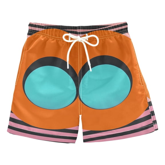 FORMRS Boys Swim Trunks Quick Dry Mesh Liner Boardshorts Sizes XS-XL, Orange Circle