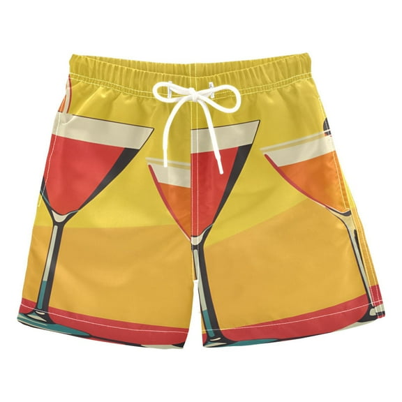 FORMRS Boys Swim Trunks Quick Dry Mesh Liner Boardshorts Sizes XS-XL, Orange Cocktails