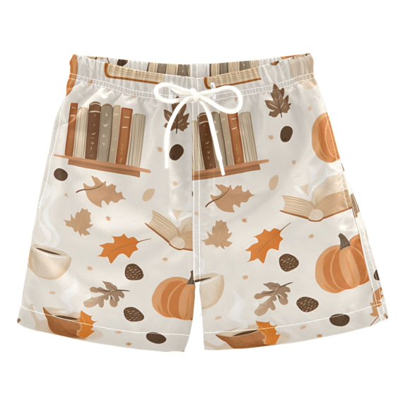 FORMRS Boys Swim Trunks Quick Dry Mesh Liner Boardshorts Sizes XS-XL, Orange Fall Pumpkin