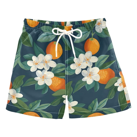 FORMRS Boys Swim Trunks Quick Dry Mesh Liner Boardshorts Sizes XS-XL, Orange Fruit