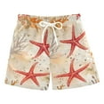 thumbnail image 1 of FORMRS Boys Swim Trunks Quick Dry Mesh Liner Boardshorts Sizes XS-XL, Orange Starfish, 1 of 7