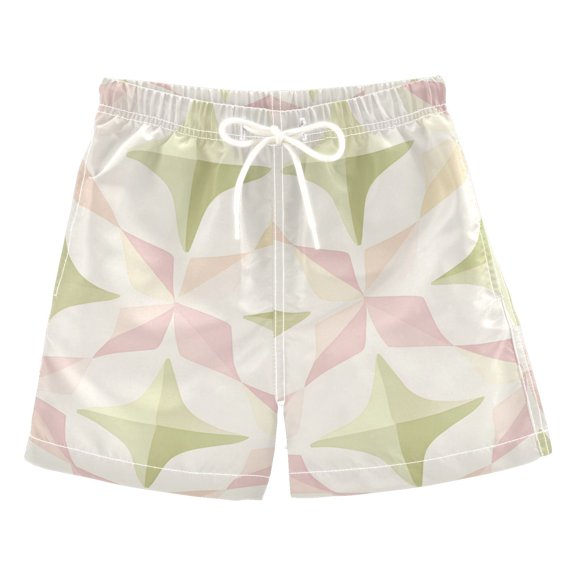 FORMRS Boys Swim Trunks Quick Dry Mesh Liner Boardshorts Sizes XS-XL, Pastel Pink Geometric