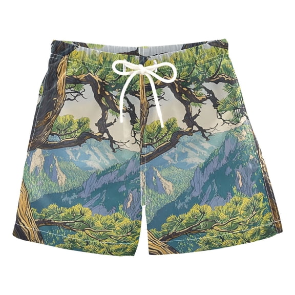 FORMRS Boys Swim Trunks Quick Dry Mesh Liner Boardshorts Sizes XS-XL, Pine Tree