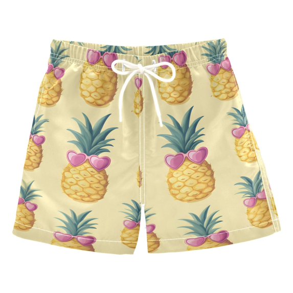 FORMRS Boys Swim Trunks Quick Dry Mesh Liner Boardshorts Sizes XS-XL, Pineapple Love