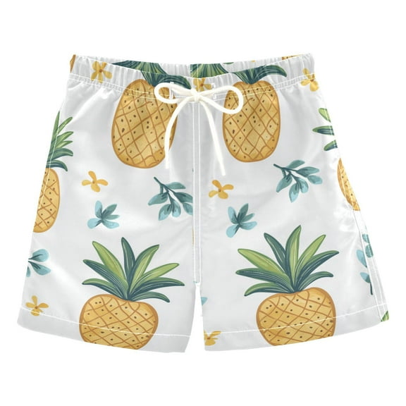 FORMRS Boys Swim Trunks Quick Dry Mesh Liner Boardshorts Sizes XS-XL, Pineapple