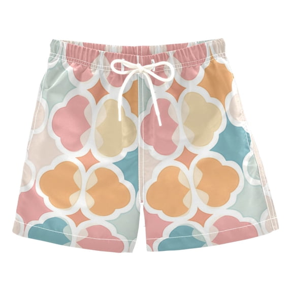 FORMRS Boys Swim Trunks Quick Dry Mesh Liner Boardshorts Sizes XS-XL, Pink Abstract Pattern