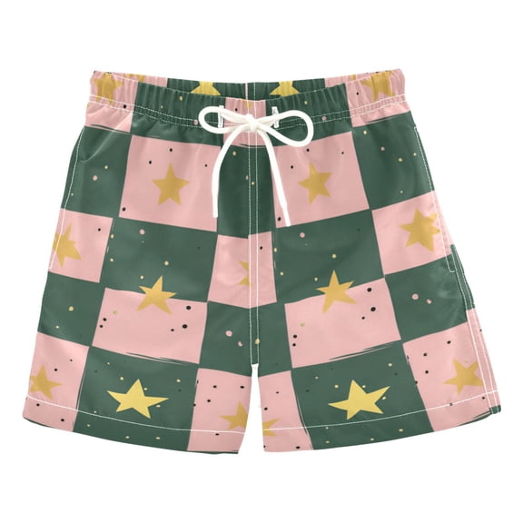 FORMRS Boys Swim Trunks Quick Dry Mesh Liner Boardshorts Sizes XS-XL, Pink Abstract