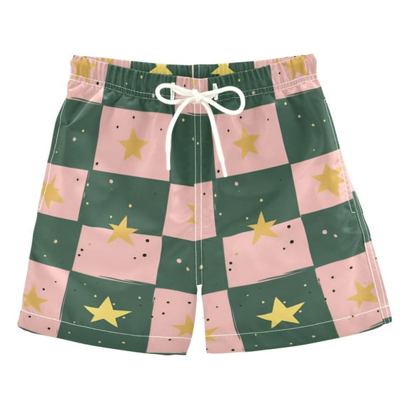 FORMRS Boys Swim Trunks Quick Dry Mesh Liner Boardshorts Sizes XS-XL, Pink Abstract