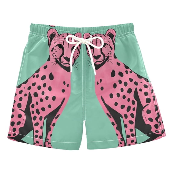 FORMRS Boys Swim Trunks Quick Dry Mesh Liner Boardshorts Sizes XS-XL, Pink Cheetah