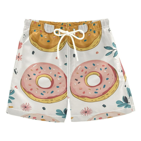 FORMRS Boys Swim Trunks Quick Dry Mesh Liner Boardshorts Sizes XS-XL, Pink Donut