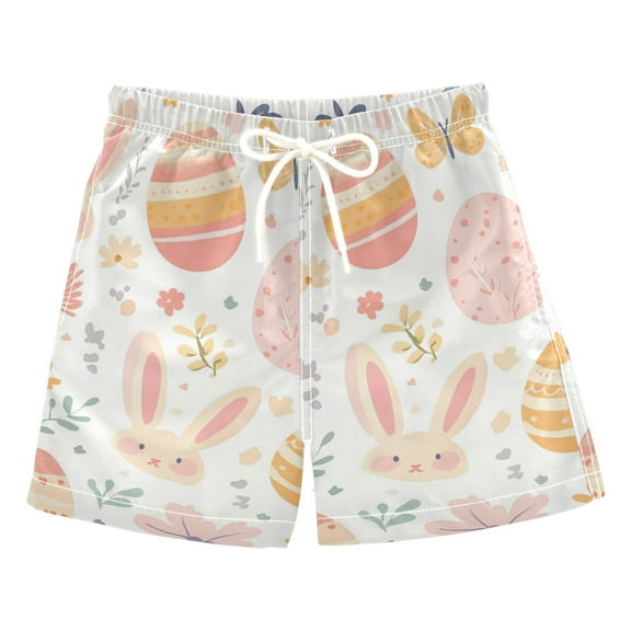 FORMRS Boys Swim Trunks Quick Dry Mesh Liner Boardshorts Sizes XS-XL, Pink Easter Eggs