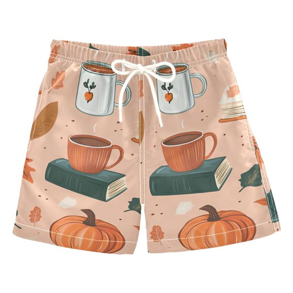 FORMRS Boys Swim Trunks Quick Dry Mesh Liner Boardshorts Sizes XS-XL, Pink Fall Coffee