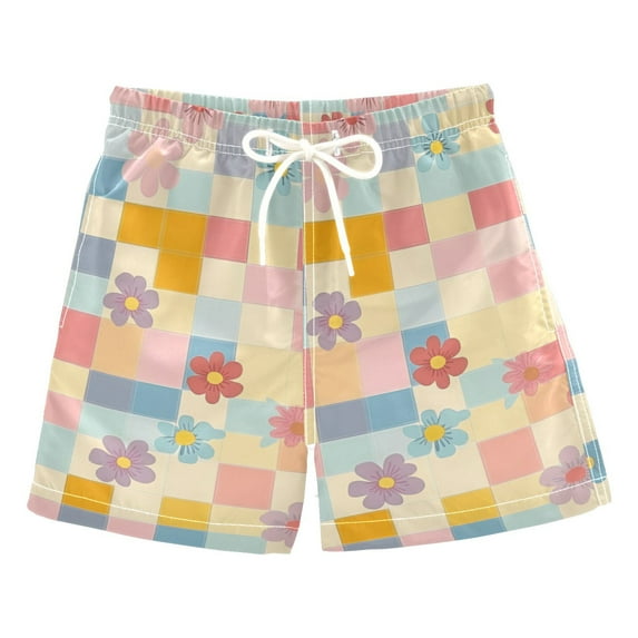 FORMRS Boys Swim Trunks Quick Dry Mesh Liner Boardshorts Sizes XS-XL, Pink Floral