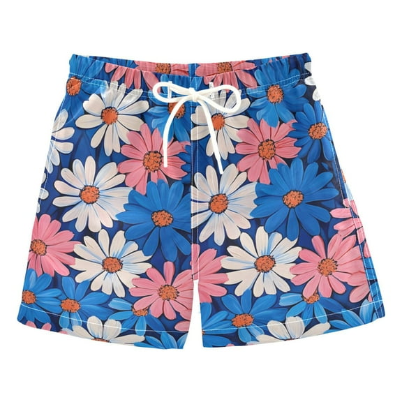 FORMRS Boys Swim Trunks Quick Dry Mesh Liner Boardshorts Sizes XS-XL, Pink Flowers Pattern