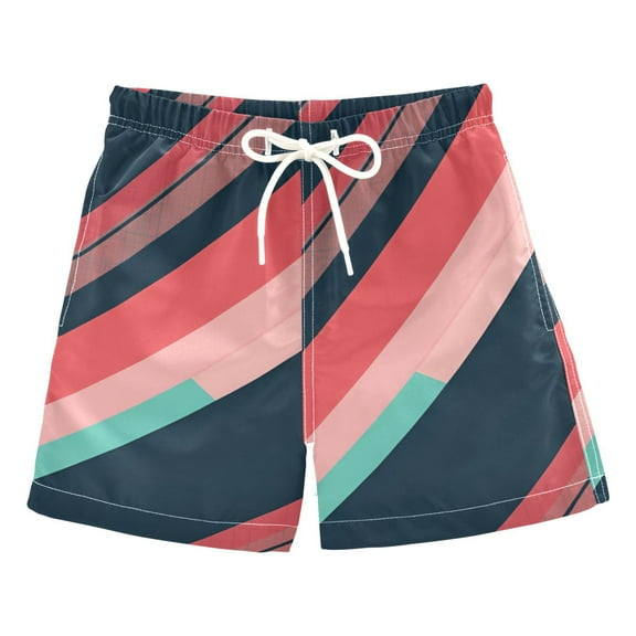 FORMRS Boys Swim Trunks Quick Dry Mesh Liner Boardshorts Sizes XS-XL, Pink Geometric