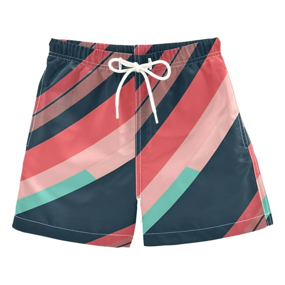 FORMRS Boys Swim Trunks Quick Dry Mesh Liner Boardshorts Sizes XS-XL, Pink Geometric
