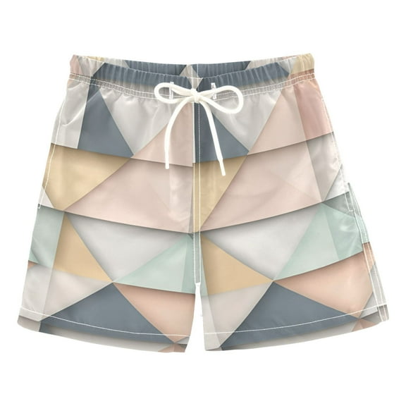 FORMRS Boys Swim Trunks Quick Dry Mesh Liner Boardshorts Sizes XS-XL, Pink Geometric