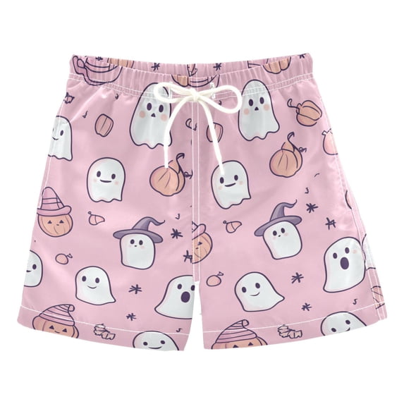 FORMRS Boys Swim Trunks Quick Dry Mesh Liner Boardshorts Sizes XS-XL, Pink Halloween