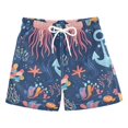 thumbnail image 1 of FORMRS Boys Swim Trunks Quick Dry Mesh Liner Boardshorts Sizes XS-XL, Pink Jellyfish, 1 of 7