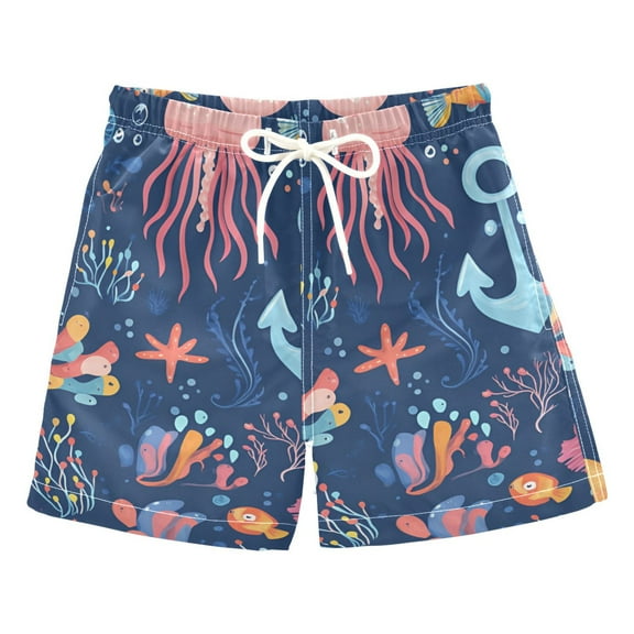 FORMRS Boys Swim Trunks Quick Dry Mesh Liner Boardshorts Sizes XS-XL, Pink Jellyfish