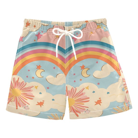 FORMRS Boys Swim Trunks Quick Dry Mesh Liner Boardshorts Sizes XS-XL, Pink Retro Sun