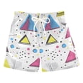 thumbnail image 1 of FORMRS Boys Swim Trunks Quick Dry Mesh Liner Boardshorts Sizes XS-XL, Pink Simple Shapes, 1 of 7