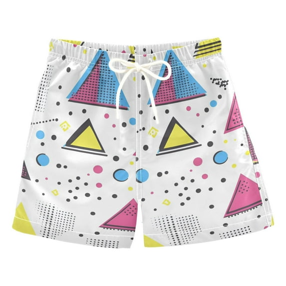 FORMRS Boys Swim Trunks Quick Dry Mesh Liner Boardshorts Sizes XS-XL, Pink Simple Shapes