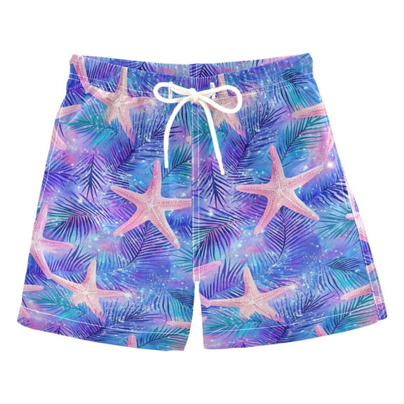 FORMRS Boys Swim Trunks Quick Dry Mesh Liner Boardshorts Sizes XS-XL, Pink Starfish Pattern