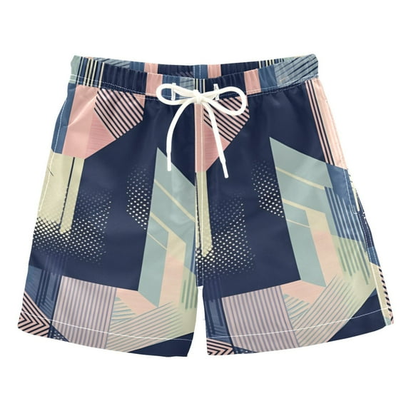 FORMRS Boys Swim Trunks Quick Dry Mesh Liner Boardshorts Sizes XS-XL, Pink Stripes