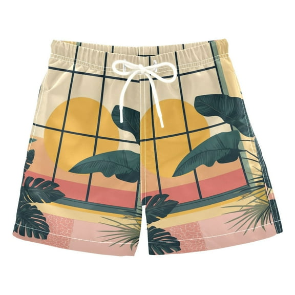 FORMRS Boys Swim Trunks Quick Dry Mesh Liner Boardshorts Sizes XS-XL, Pink Sunset