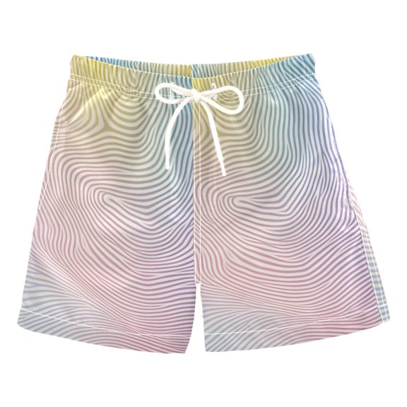 FORMRS Boys Swim Trunks Quick Dry Mesh Liner Boardshorts Sizes XS-XL, Pink Wavy Striped