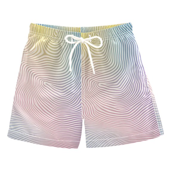 FORMRS Boys Swim Trunks Quick Dry Mesh Liner Boardshorts Sizes XS-XL, Pink Wavy Striped