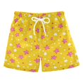 thumbnail image 1 of FORMRS Boys Swim Trunks Quick Dry Mesh Liner Boardshorts Sizes XS-XL, Pink White Stars, 1 of 7