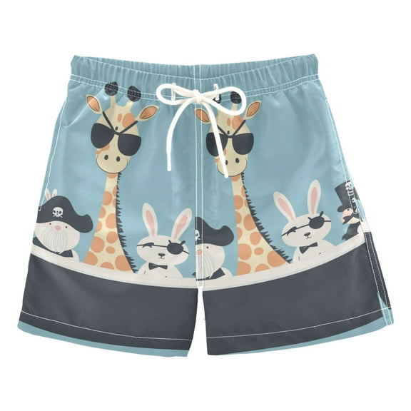 FORMRS Boys Swim Trunks Quick Dry Mesh Liner Boardshorts Sizes XS-XL, Pirate Animals
