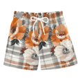 thumbnail image 1 of FORMRS Boys Swim Trunks Quick Dry Mesh Liner Boardshorts Sizes XS-XL, Plaid Floral, 1 of 7