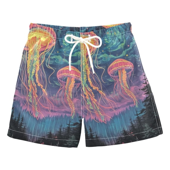 FORMRS Boys Swim Trunks Quick Dry Mesh Liner Boardshorts Sizes XS-XL, Psychedelic Jellyfish