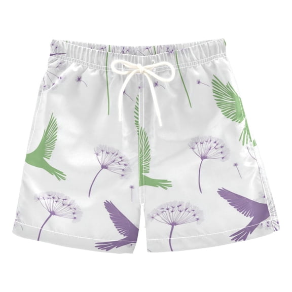 FORMRS Boys Swim Trunks Quick Dry Mesh Liner Boardshorts Sizes XS-XL, Purple Birds
