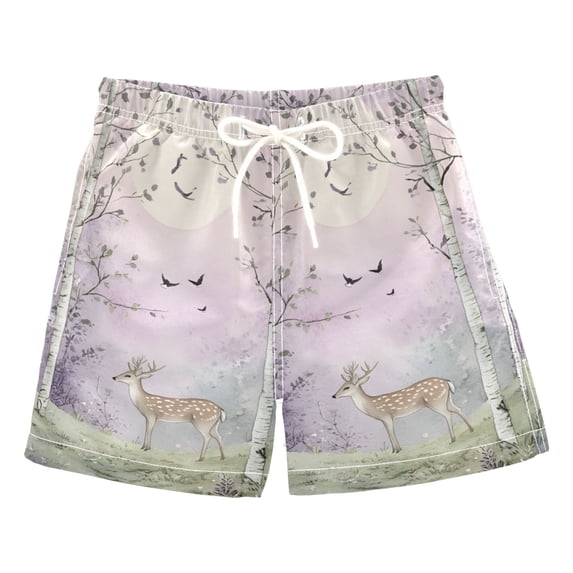 FORMRS Boys Swim Trunks Quick Dry Mesh Liner Boardshorts Sizes XS-XL, Purple Deer