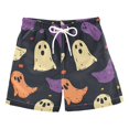 thumbnail image 1 of FORMRS Boys Swim Trunks Quick Dry Mesh Liner Boardshorts Sizes XS-XL, Purple Halloween Ghosts, 1 of 7