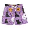 thumbnail image 1 of FORMRS Boys Swim Trunks Quick Dry Mesh Liner Boardshorts Sizes XS-XL, Purple Halloween Pattern, 1 of 7